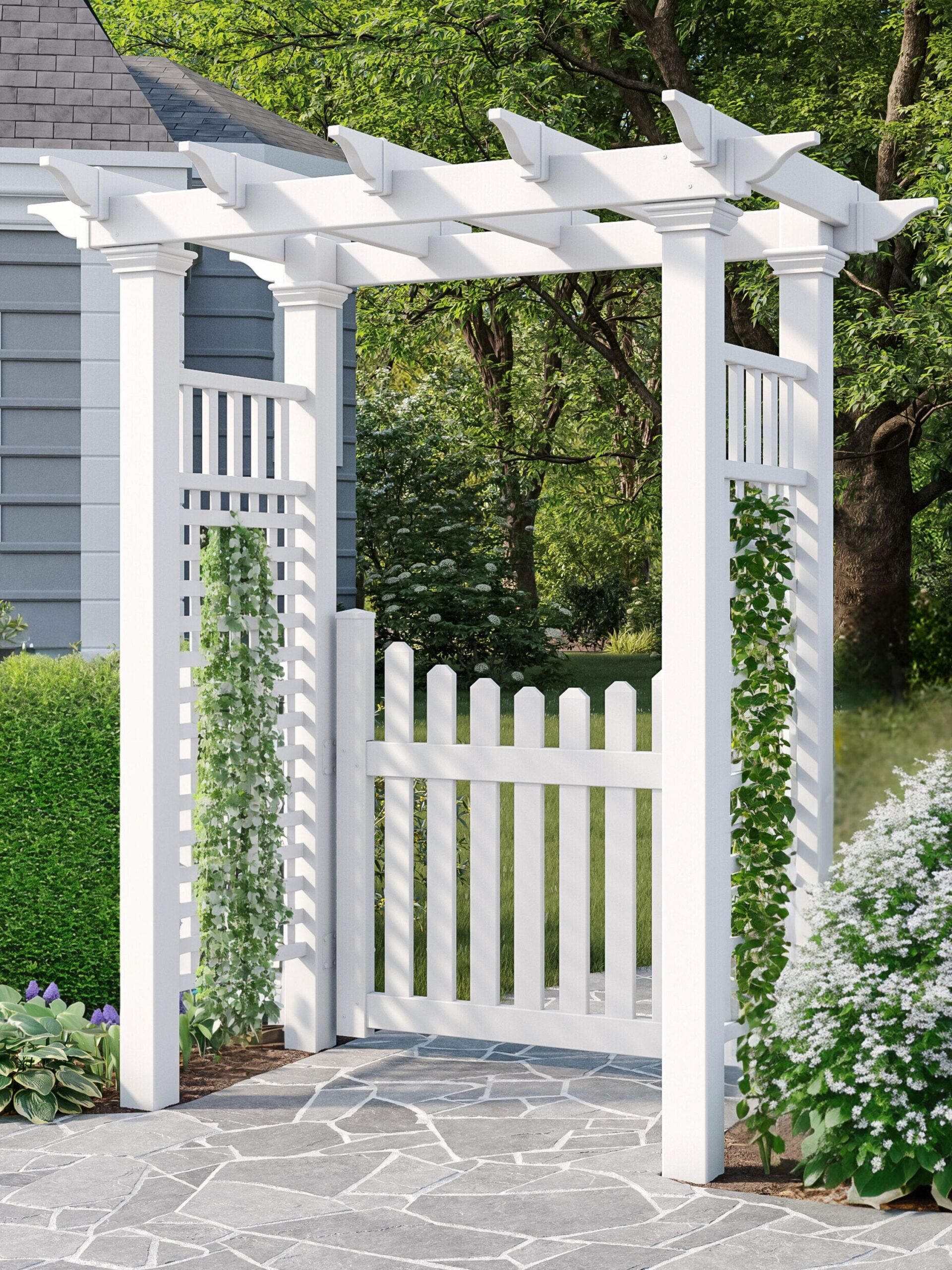 Vita Classic 2.6-ft W x 7.2-ft H Flat CLASSIC White collection PVC Garden Arbor Vita Classic 2.6-ft W x 7.2-ft H Flat CLASSIC White collection PVC Garden Arbor