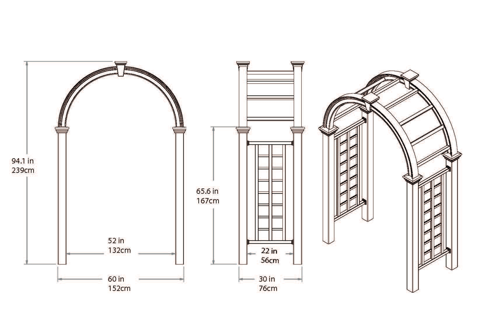 Vita 2.5-ft W x 7.84-ft H Arched CLASSIC White collection PVC Garden Arbor Vita 2.5-ft W x 7.84-ft H Arched CLASSIC White collection PVC Garden Arbor