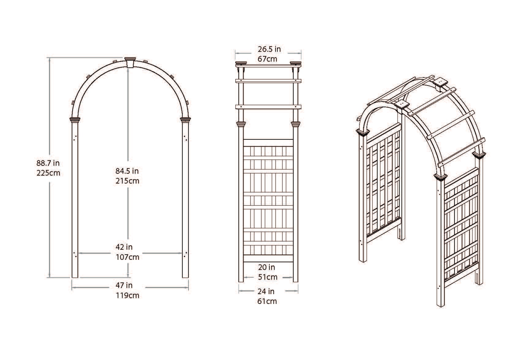 Vita Mezza 2-ft W x 7.3-ft H Arched Gray Cedar Garden Arbor Vita Mezza 2-ft W x 7.3-ft H Arched Gray Cedar Garden Arbor