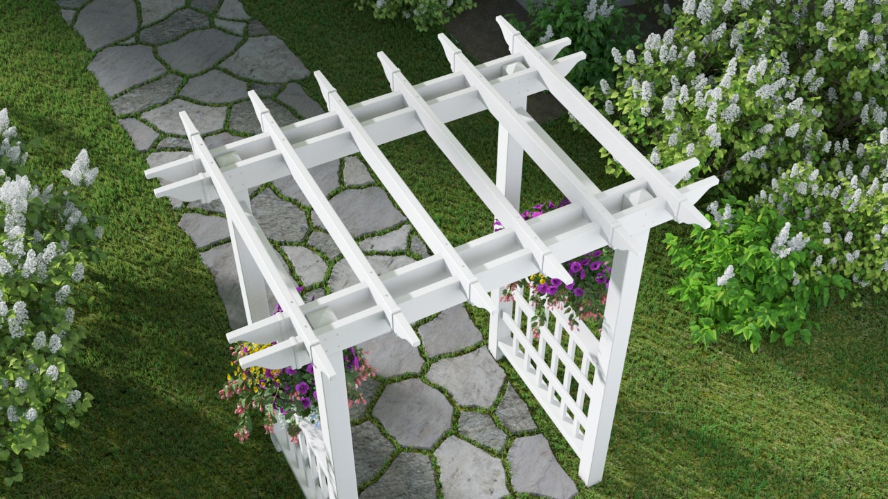 Vita Classic 5.25-ft W x 7.62-ft H Flat White PVC Garden Arbor Vita Classic 5.25-ft W x 7.62-ft H Flat White PVC Garden Arbor
