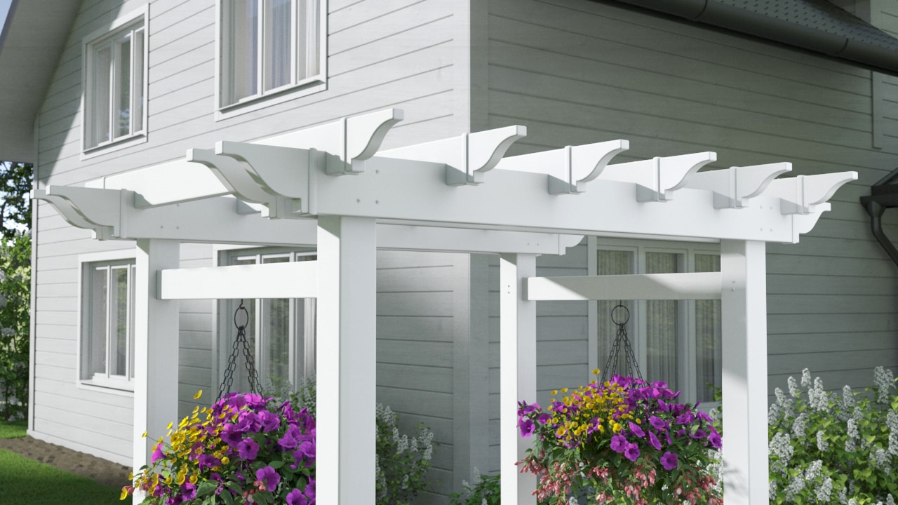 Vita Classic 5.25-ft W x 7.62-ft H Flat White PVC Garden Arbor Vita Classic 5.25-ft W x 7.62-ft H Flat White PVC Garden Arbor