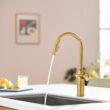 Moen Joric Brushed Gold Single Handle Deck-mount Pull-down Kitchen Faucet with Sprayer (Includes Deck Plate)