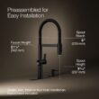 KOHLER Koi Pre-Rinse Spring Matte Black Single Handle Deck-mount Pull-down Kitchen Faucet with Sprayer (Includes Deck Plate) (Includes Soap Dispenser)
