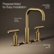 KOHLER Purist Vibrant Brushed Moderne Brass Widespread 2-handle WaterSense High-arc Commercial/Residential Handle Bathroom Sink Faucet with Drain KOHLER Purist Vibrant Brushed Moderne Brass Widespread 2-handle WaterSense High-arc Commercial/Residential Handle Bathroom Sink Faucet with Drain