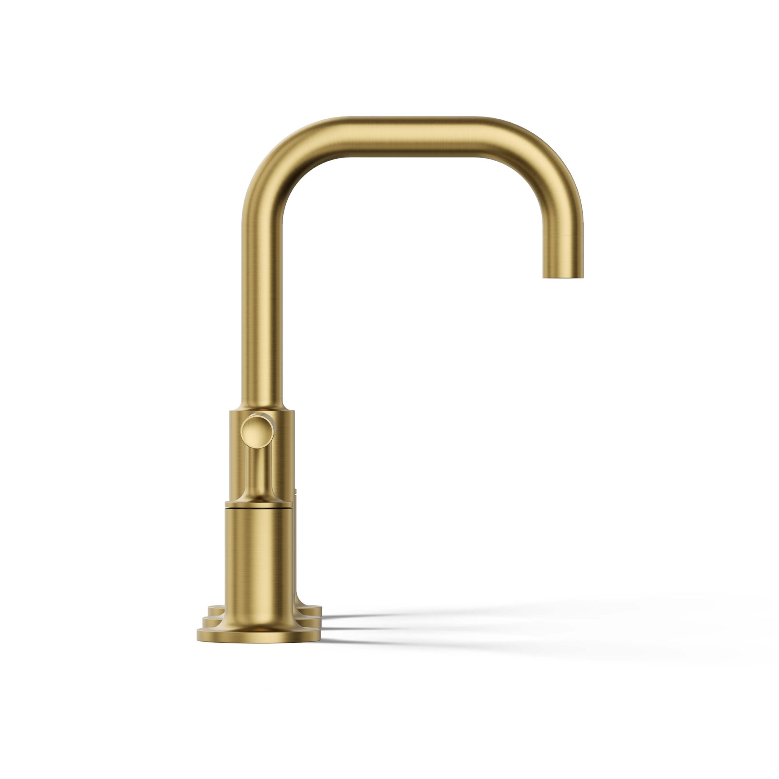KOHLER Purist Vibrant Brushed Moderne Brass Widespread 2-handle WaterSense High-arc Commercial/Residential Handle Bathroom Sink Faucet with Drain KOHLER Purist Vibrant Brushed Moderne Brass Widespread 2-handle WaterSense High-arc Commercial/Residential Handle Bathroom Sink Faucet with Drain