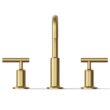 KOHLER Purist Vibrant Brushed Moderne Brass Widespread 2-handle WaterSense High-arc Commercial/Residential Handle Bathroom Sink Faucet with Drain KOHLER Purist Vibrant Brushed Moderne Brass Widespread 2-handle WaterSense High-arc Commercial/Residential Handle Bathroom Sink Faucet with Drain