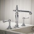KOHLER Artifacts Polished chrome Widespread 2-handle WaterSense Low-arc Commercial/Residential Handle Bathroom Sink Faucet with Drain