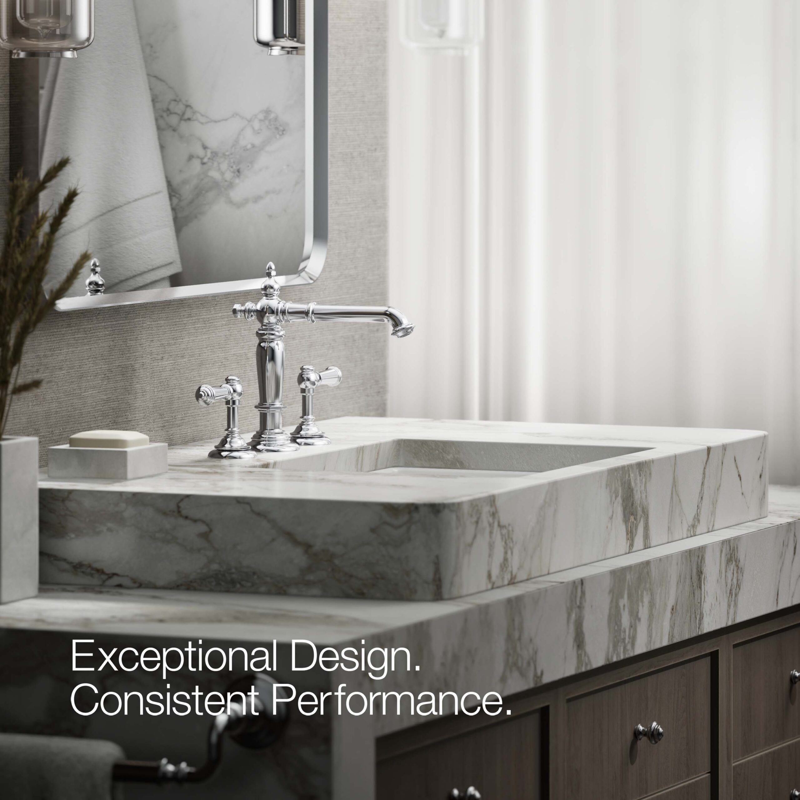 KOHLER Artifacts Polished chrome Widespread 2-handle WaterSense Low-arc Commercial/Residential Handle Bathroom Sink Faucet with Drain KOHLER Artifacts Polished chrome Widespread 2-handle WaterSense Low-arc Commercial/Residential Handle Bathroom Sink Faucet with Drain
