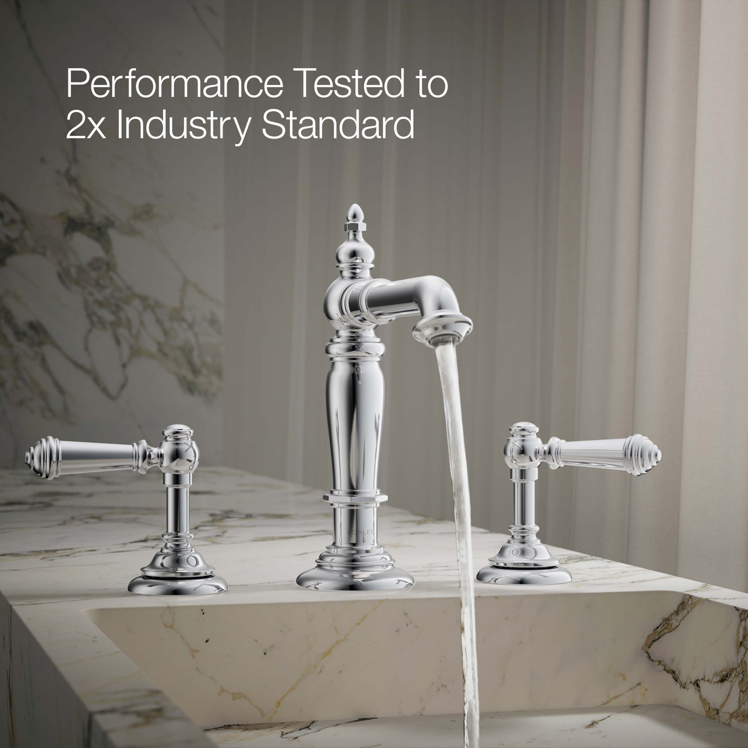 KOHLER Artifacts Polished chrome Widespread 2-handle WaterSense Low-arc Commercial/Residential Handle Bathroom Sink Faucet with Drain KOHLER Artifacts Polished chrome Widespread 2-handle WaterSense Low-arc Commercial/Residential Handle Bathroom Sink Faucet with Drain