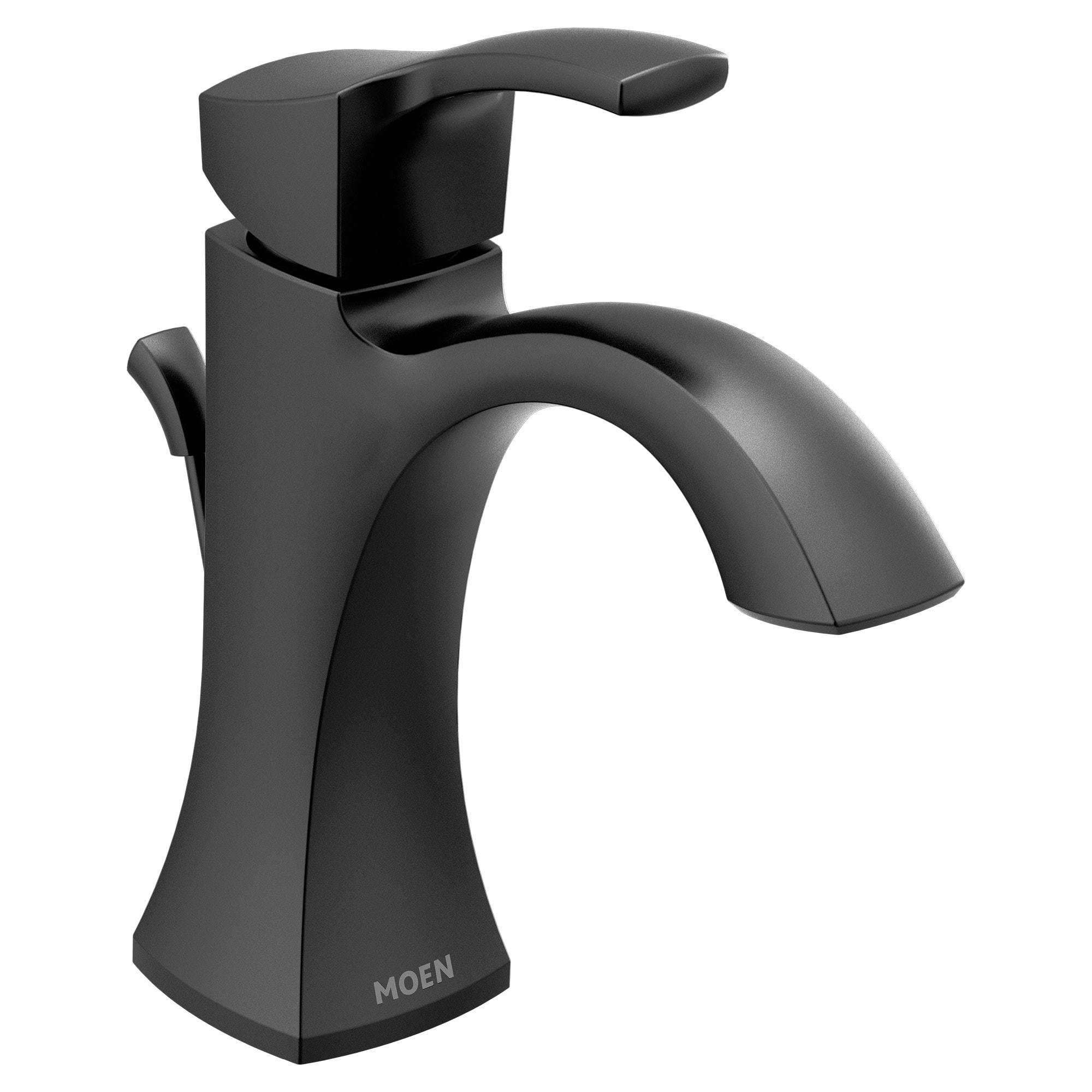 Moen Matte Black Single hole 1-handle WaterSense High-arc Commercial/Residential Handle Bathroom Sink Faucet with Drain with Deck Plate Moen Matte Black Single hole 1-handle WaterSense High-arc Commercial/Residential Handle Bathroom Sink Faucet with Drain with Deck Plate