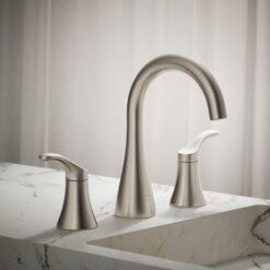 KOHLER Simplice Vibrant Brushed Nickel Widespread 2-handle WaterSense High-arc Residential Handle Bathroom Sink Faucet