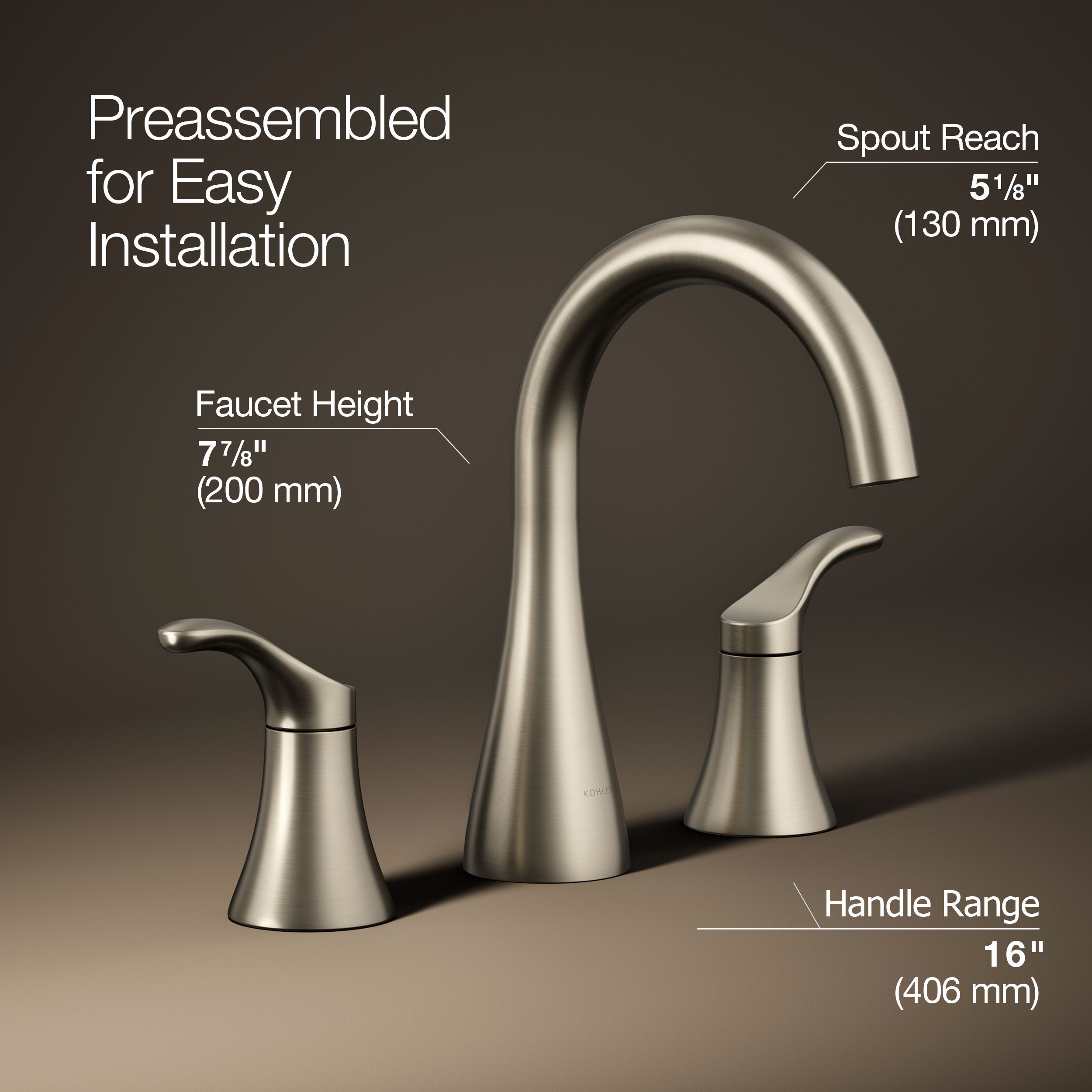 KOHLER Simplice Vibrant Brushed Nickel Widespread 2-handle WaterSense High-arc Residential Handle Bathroom Sink Faucet KOHLER Simplice Vibrant Brushed Nickel Widespread 2-handle WaterSense High-arc Residential Handle Bathroom Sink Faucet