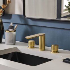 Ruvati Fabio Brushed Gold Single hole 2-handle WaterSense Low-arc Residential Handle Bathroom Sink Faucet