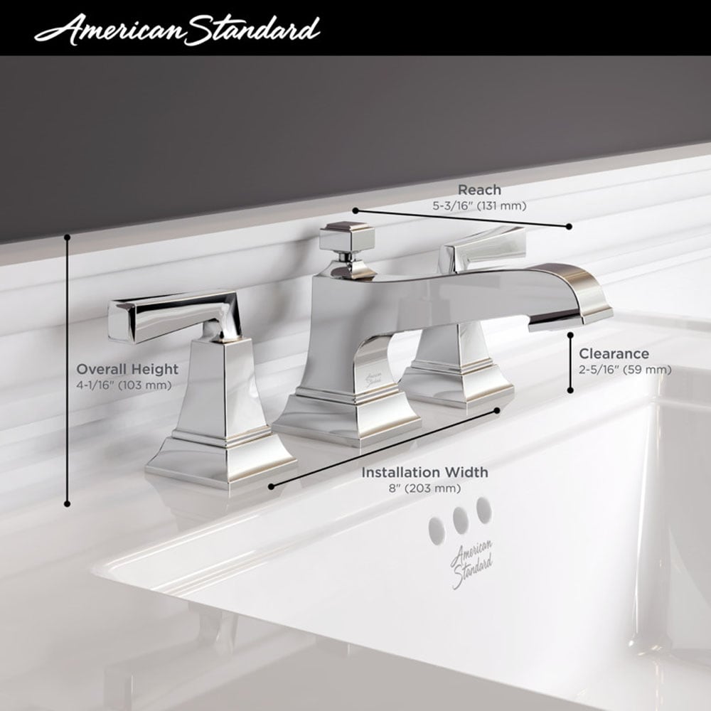 American Standard Town Square S Polished Chrome Widespread 2-handle WaterSense Low-arc Commercial/Residential Handle Bathroom Sink Faucet with Drain American Standard Town Square S Polished Chrome Widespread 2-handle WaterSense Low-arc Commercial/Residential Handle Bathroom Sink Faucet with Drain