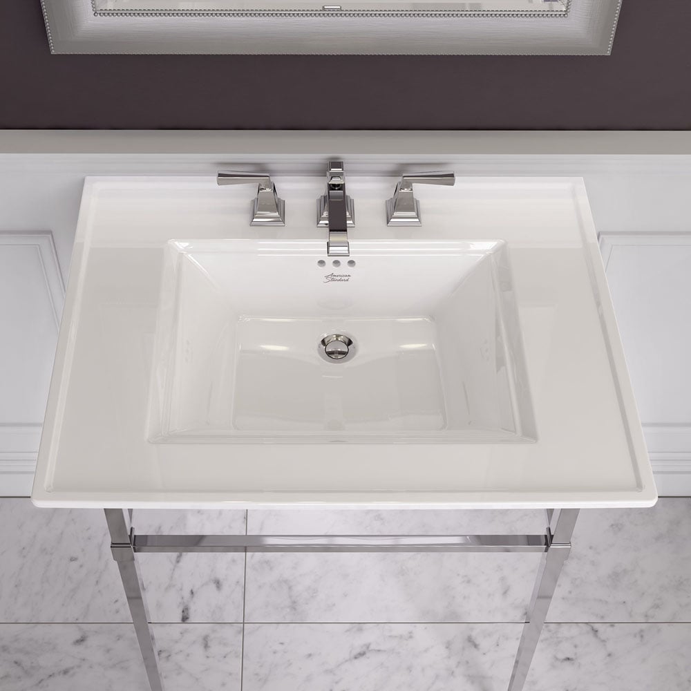 American Standard Town Square S Polished Chrome Widespread 2-handle WaterSense Low-arc Commercial/Residential Handle Bathroom Sink Faucet with Drain American Standard Town Square S Polished Chrome Widespread 2-handle WaterSense Low-arc Commercial/Residential Handle Bathroom Sink Faucet with Drain