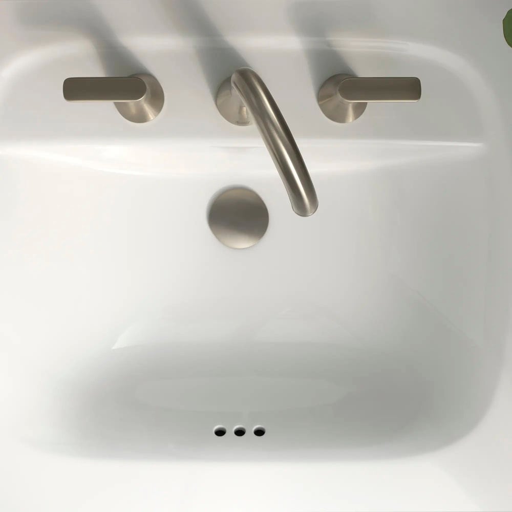 American Standard Aspirations BRUSHED NICKEL Widespread 2-handle WaterSense High-arc Residential Handle Bathroom Sink Faucet with Drain American Standard Aspirations BRUSHED NICKEL Widespread 2-handle WaterSense High-arc Residential Handle Bathroom Sink Faucet with Drain