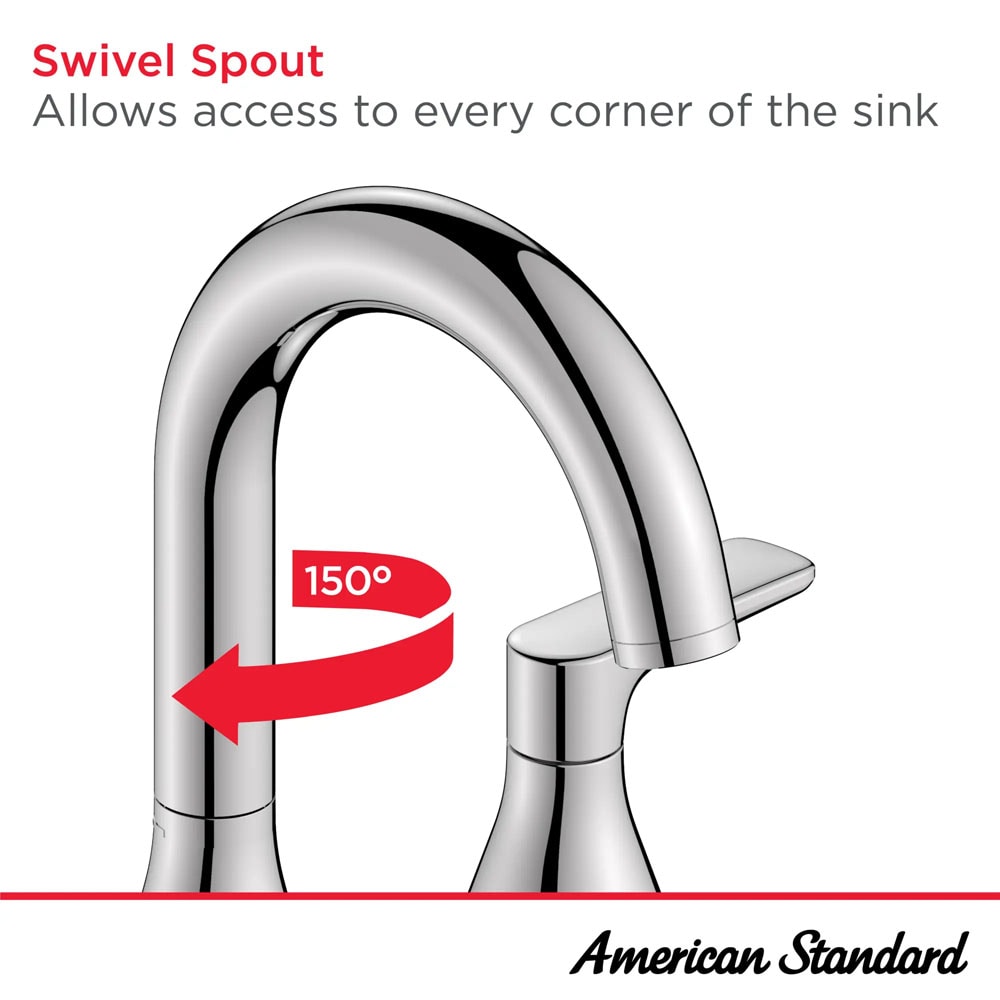 American Standard Aspirations BRUSHED NICKEL Widespread 2-handle WaterSense High-arc Residential Handle Bathroom Sink Faucet with Drain American Standard Aspirations BRUSHED NICKEL Widespread 2-handle WaterSense High-arc Residential Handle Bathroom Sink Faucet with Drain