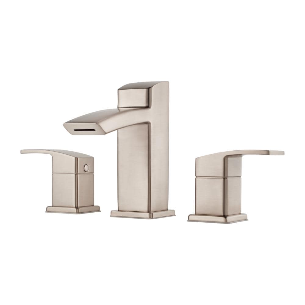 Pfister Kenzo Brushed Nickel Widespread 2-handle WaterSense Mid-arc Residential Handle Bathroom Sink Faucet with Drain Pfister Kenzo Brushed Nickel Widespread 2-handle WaterSense Mid-arc Residential Handle Bathroom Sink Faucet with Drain