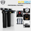 PRO+AQUA Elite Series GEN2 PRO-100-E 3-Stage Whole House Water Filtration System PRO+AQUA Elite Series GEN2 PRO-100-E 3-Stage Whole House Water Filtration System for City & Well Water with Pressure Gauges Reduces Contaminants, Sediment, Chemicals, Heavy Metals, with 1 Ports