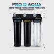 PRO+AQUA Elite Series GEN2 PRO-100-E 3-Stage Whole House Water Filtration System PRO+AQUA Elite Series GEN2 PRO-100-E 3-Stage Whole House Water Filtration System for City & Well Water with Pressure Gauges Reduces Contaminants, Sediment, Chemicals, Heavy Metals, with 1 Ports