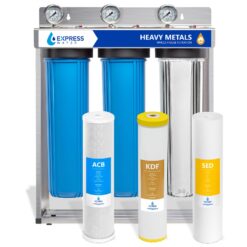 Express Water Carbon, Heavy Metal, and Sediment with Clear Housing Whole House Water Filtration System Triple-Stage 15-GPM 5 Micron