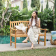 Cambridge Casual Colton 48-in W x 36.25-in H Natural Teak Teak Garden Bench