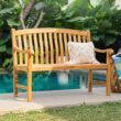 Cambridge Casual Colton 48-in W x 36.25-in H Natural Teak Teak Garden Bench