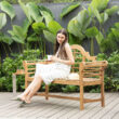Cambridge Casual Lutyens 65.75-in W x 41-in H Natural Teak Teak Garden Bench