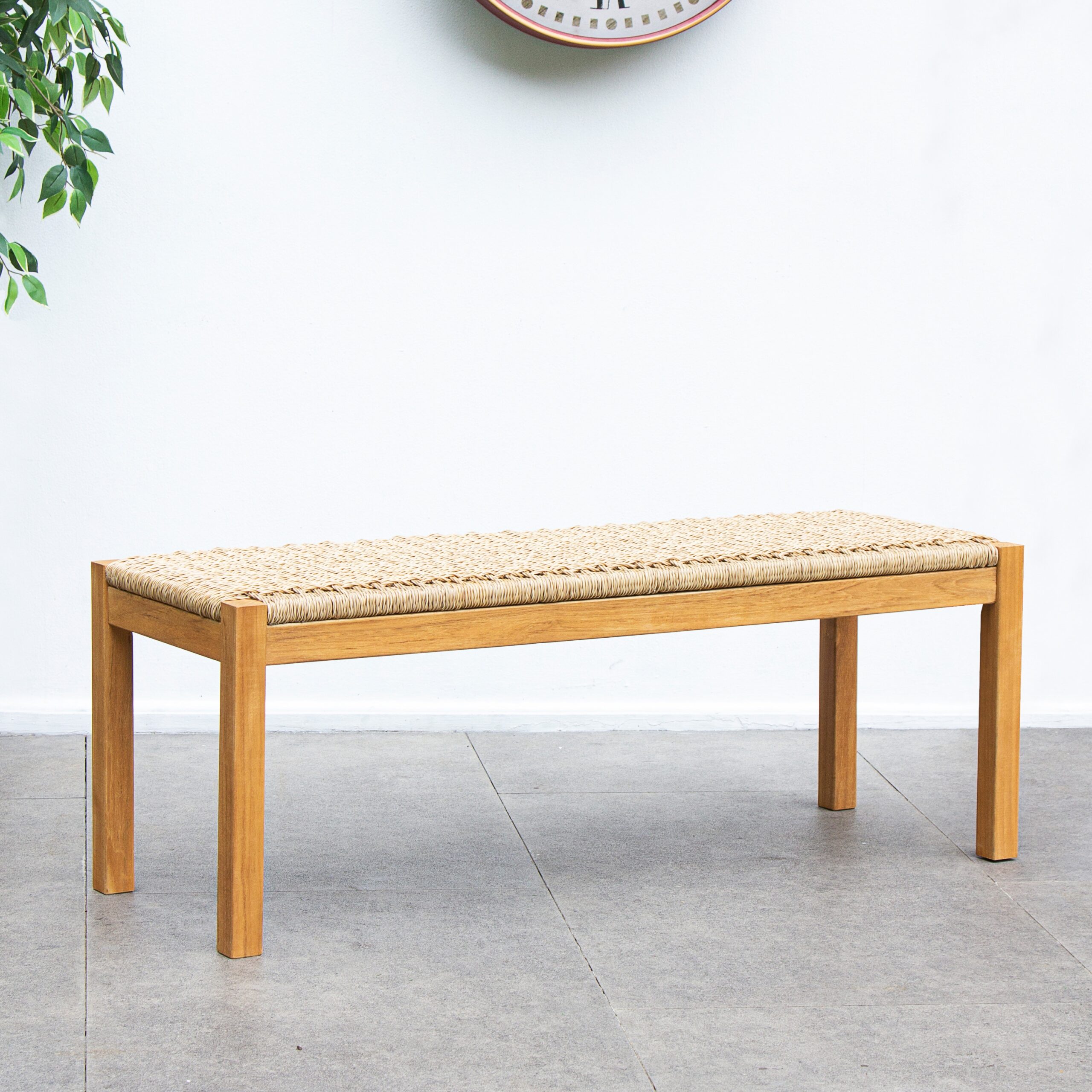 Cambridge Casual Carmel 47-in W x 17-in H Natural Teak Wicker Teak Dining Bench Cambridge Casual Carmel 47-in W x 17-in H Natural Teak Wicker Teak Dining Bench