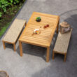 Cambridge Casual Carmel 47-in W x 17-in H Natural Teak Wicker Teak Dining Bench Cambridge Casual Carmel 47-in W x 17-in H Natural Teak Wicker Teak Dining Bench