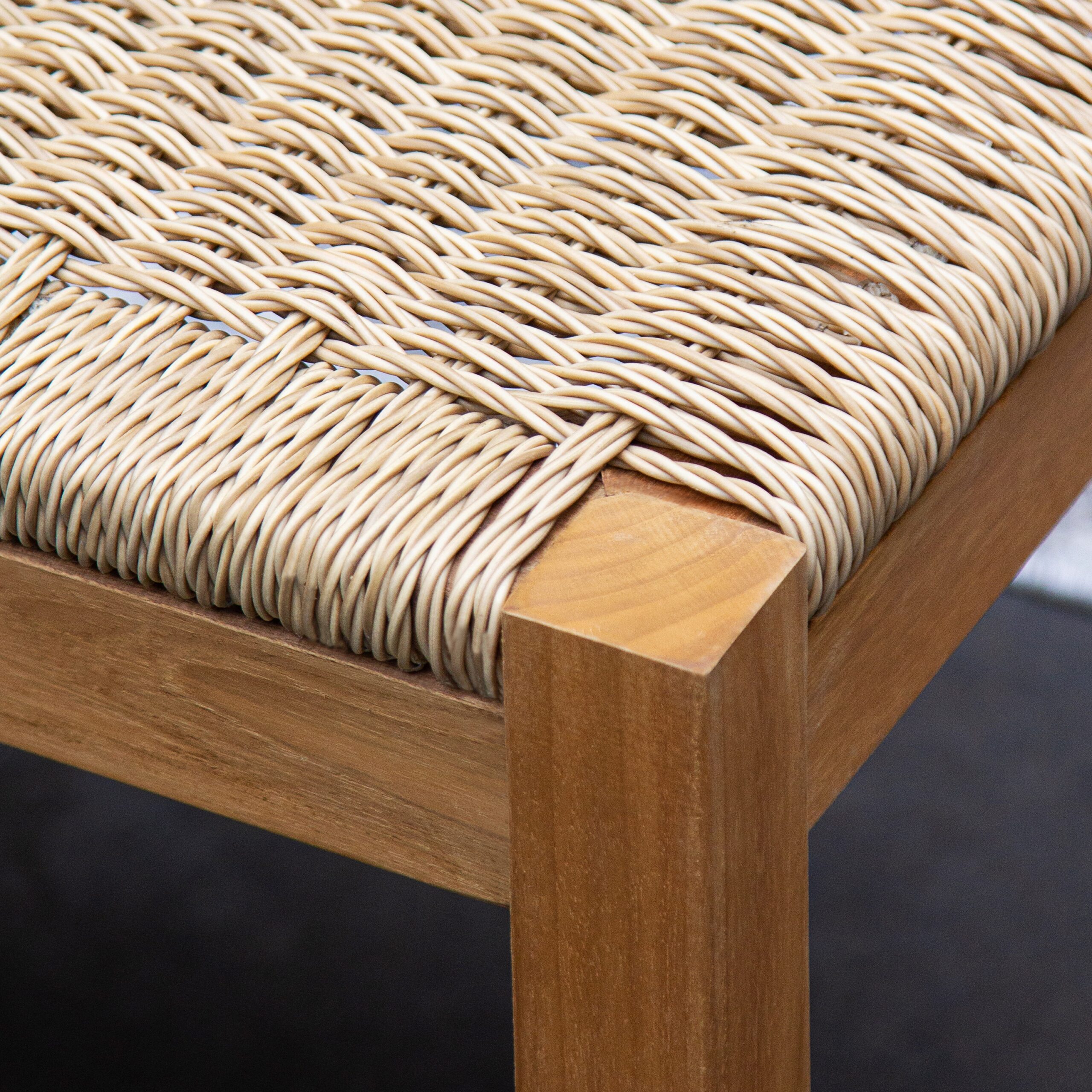 Cambridge Casual Carmel 47-in W x 17-in H Natural Teak Wicker Teak Dining Bench Cambridge Casual Carmel 47-in W x 17-in H Natural Teak Wicker Teak Dining Bench