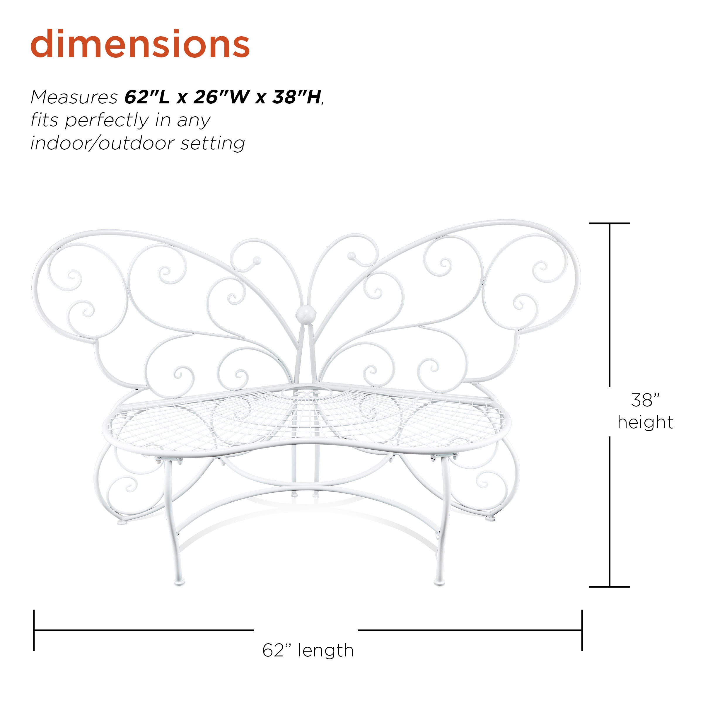 Alpine Corporation 62-in W x 38-in H White Iron Traditional Bench Alpine Corporation 62-in W x 38-in H White Iron Traditional Bench