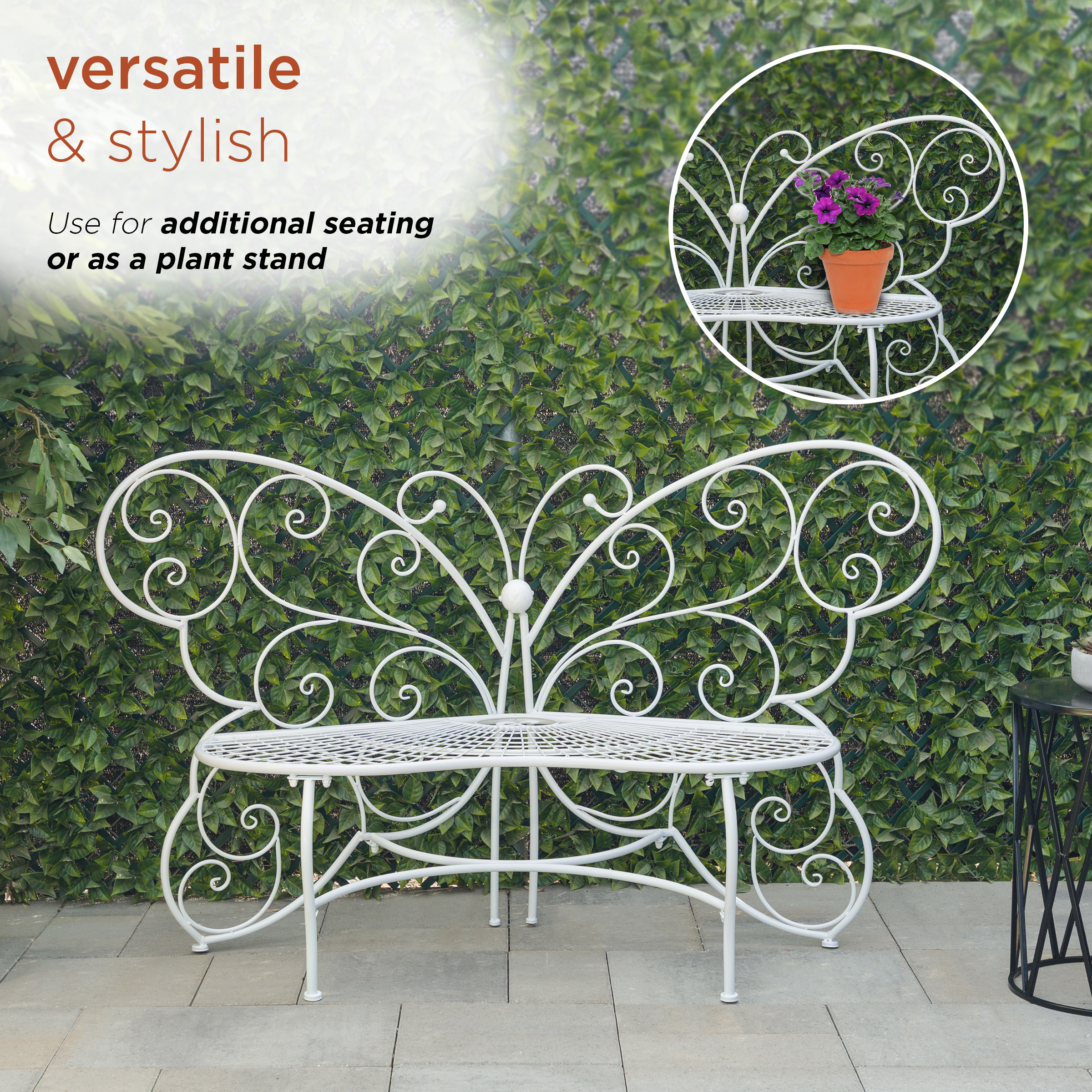 Alpine Corporation 62-in W x 38-in H White Iron Traditional Bench Alpine Corporation 62-in W x 38-in H White Iron Traditional Bench