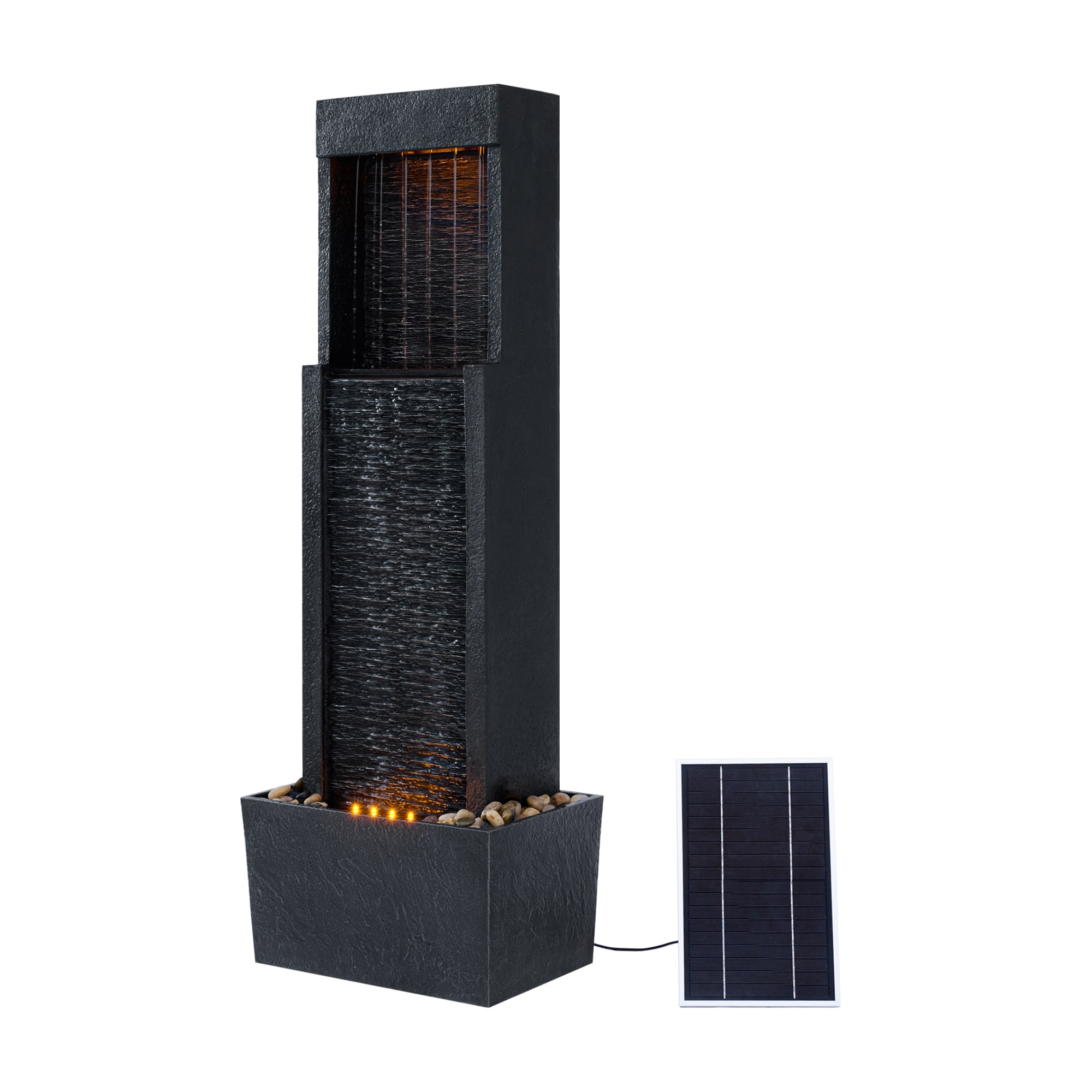 Teamson Home 38 H Resin Solar Powered Rock Waterfall Outdoor Fountain Pump Included Teamson Home 38 H Resin Solar Powered Rock Waterfall Outdoor Fountain Pump Included