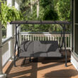 VEIKOUS PC Roof 3 -person Gray Steel Outdoor Swing bed