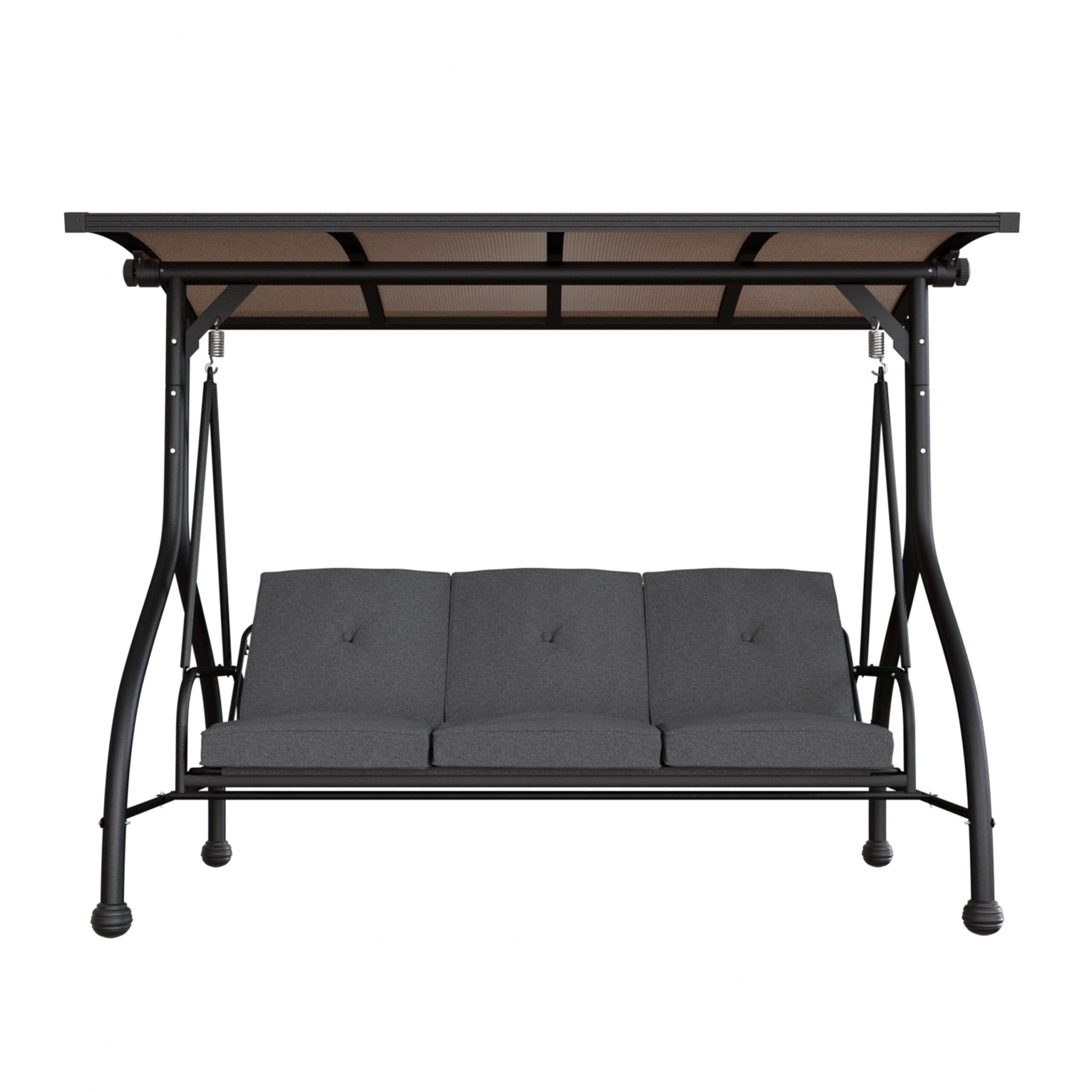VEIKOUS PC Roof 3 -person Gray Steel Outdoor Swing bed VEIKOUS PC Roof 3 -person Gray Steel Outdoor Swing bed