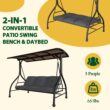 VEIKOUS PC Roof 3 -person Gray Steel Outdoor Swing bed VEIKOUS PC Roof 3 -person Gray Steel Outdoor Swing bed