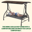 VEIKOUS PC Roof 3 -person Gray Steel Outdoor Swing bed VEIKOUS PC Roof 3 -person Gray Steel Outdoor Swing bed