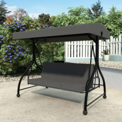 VEIKOUS 2-In-1 Convertible Swing 3 -person Gray Outdoor Swing