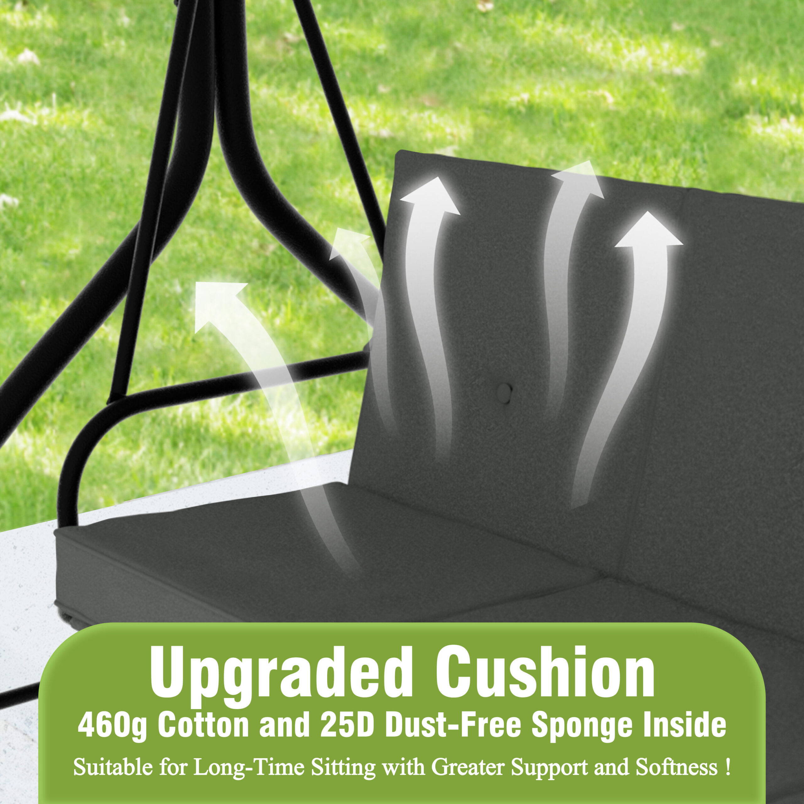 VEIKOUS 2-In-1 Convertible Swing 3 -person Gray Outdoor Swing VEIKOUS 2-In-1 Convertible Swing 3 -person Gray Outdoor Swing