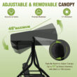 VEIKOUS 2-In-1 Convertible Swing 3 -person Gray Outdoor Swing VEIKOUS 2-In-1 Convertible Swing 3 -person Gray Outdoor Swing