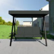 VEIKOUS Included side trays 3 -person Dark Gray Outdoor Swing