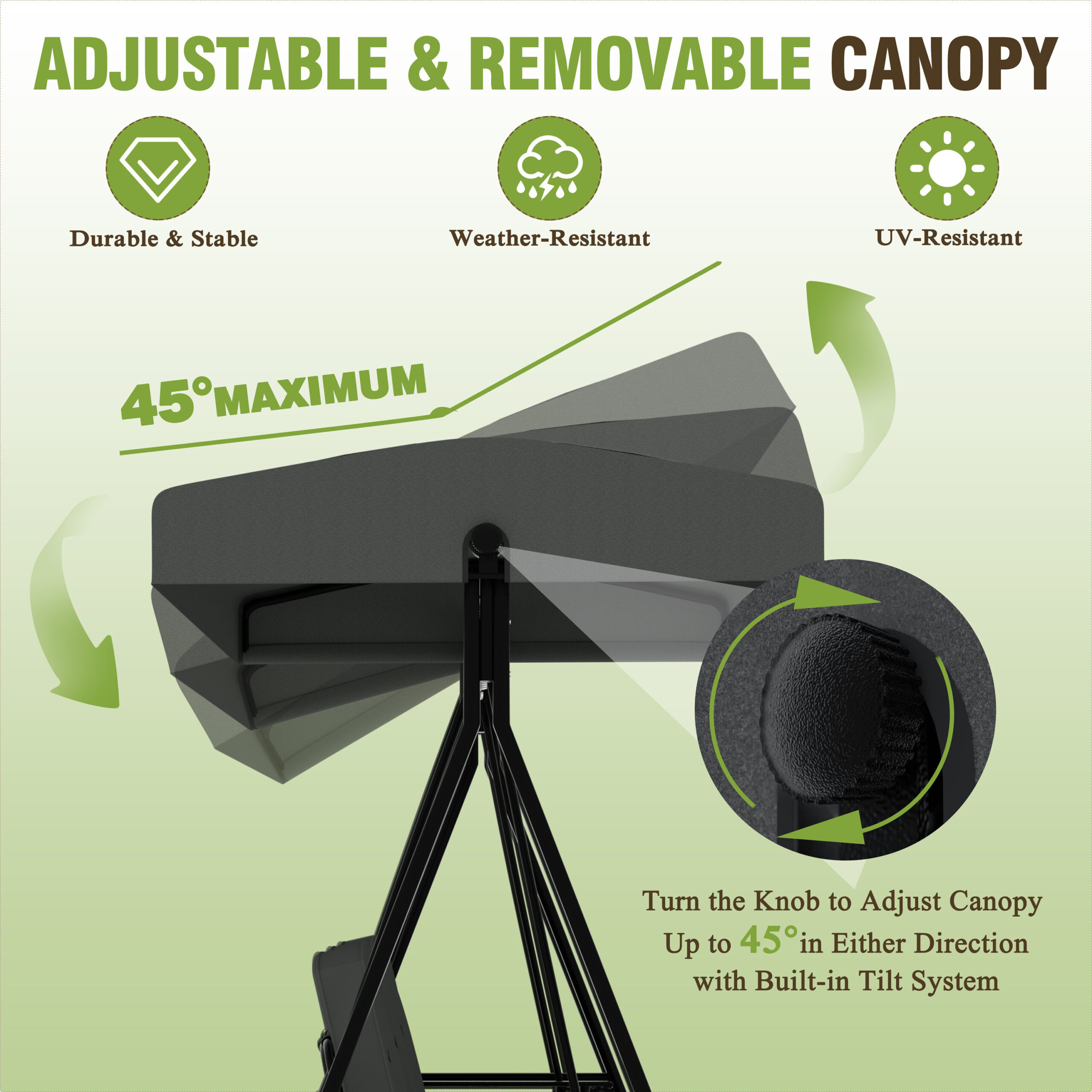 VEIKOUS Included side trays 3 -person Dark Gray Outdoor Swing VEIKOUS Included side trays 3 -person Dark Gray Outdoor Swing