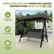 VEIKOUS Included side trays 3 -person Dark Gray Outdoor Swing VEIKOUS Included side trays 3 -person Dark Gray Outdoor Swing