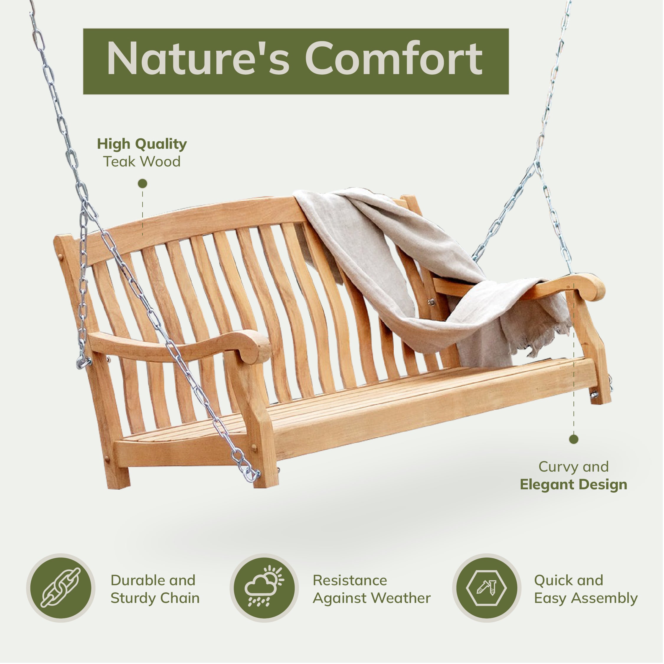 Cambridge Casual Colton 2 -person Natural Teak Wood Outdoor Swing Cambridge Casual Colton 2 -person Natural Teak Wood Outdoor Swing