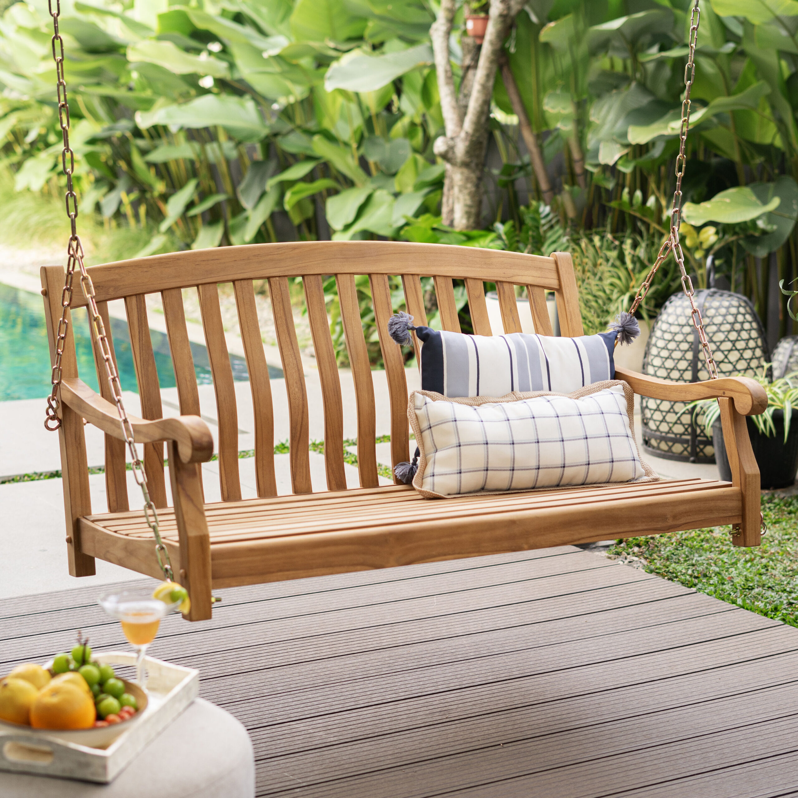 Cambridge Casual Colton 2 -person Natural Teak Wood Outdoor Swing Cambridge Casual Colton 2 -person Natural Teak Wood Outdoor Swing