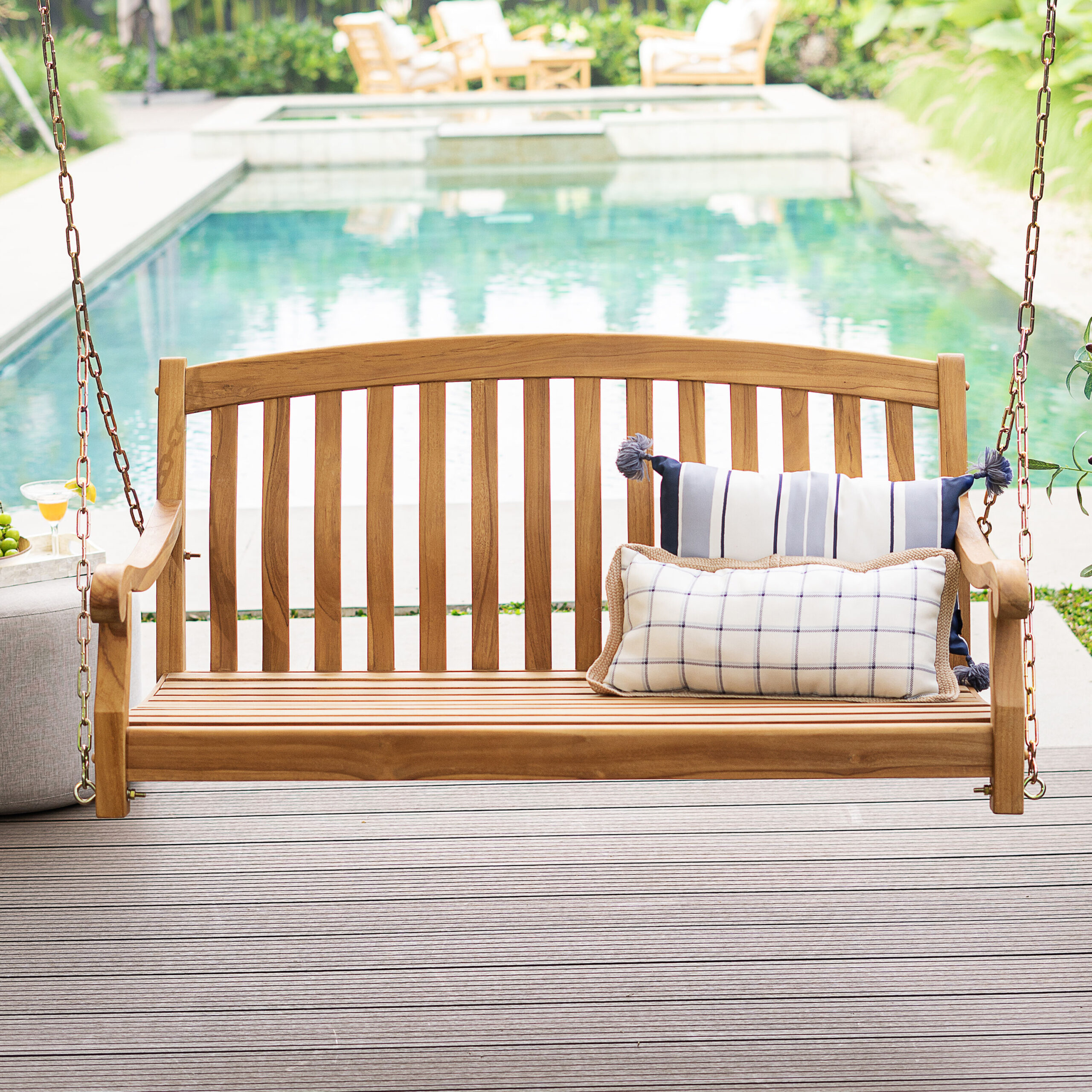 Cambridge Casual Colton 2 -person Natural Teak Wood Outdoor Swing Cambridge Casual Colton 2 -person Natural Teak Wood Outdoor Swing