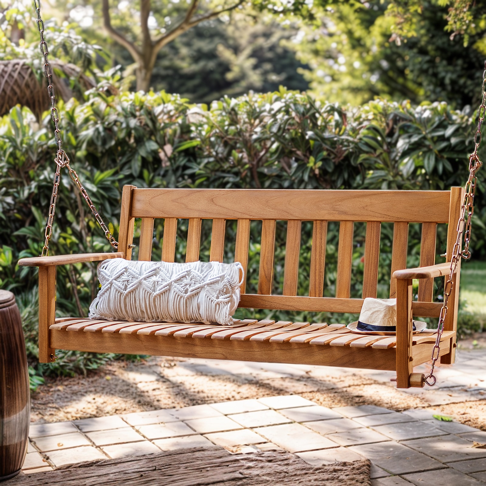 Cambridge Casual Thames 2 -person Natural Teak Wood Outdoor Swing Cambridge Casual Thames 2 -person Natural Teak Wood Outdoor Swing