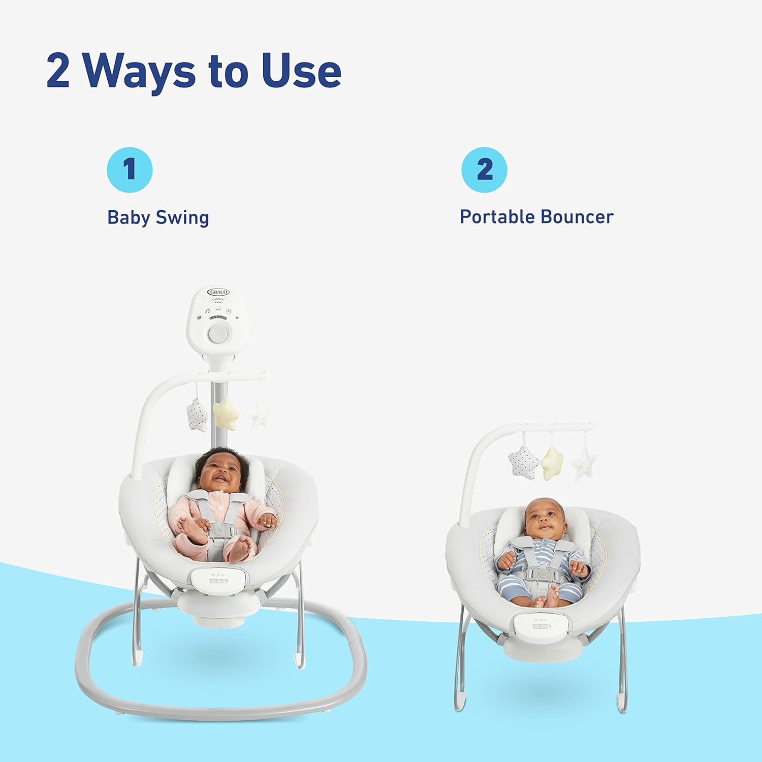 Graco Sway2Me Portable Baby Swing and Bouncer Seat with Music, Sounds, and Adjustable Settings, Watson Collection Graco Sway2Me Portable Baby Swing and Bouncer Seat with Music, Sounds, and Adjustable Settings, Watson Collection