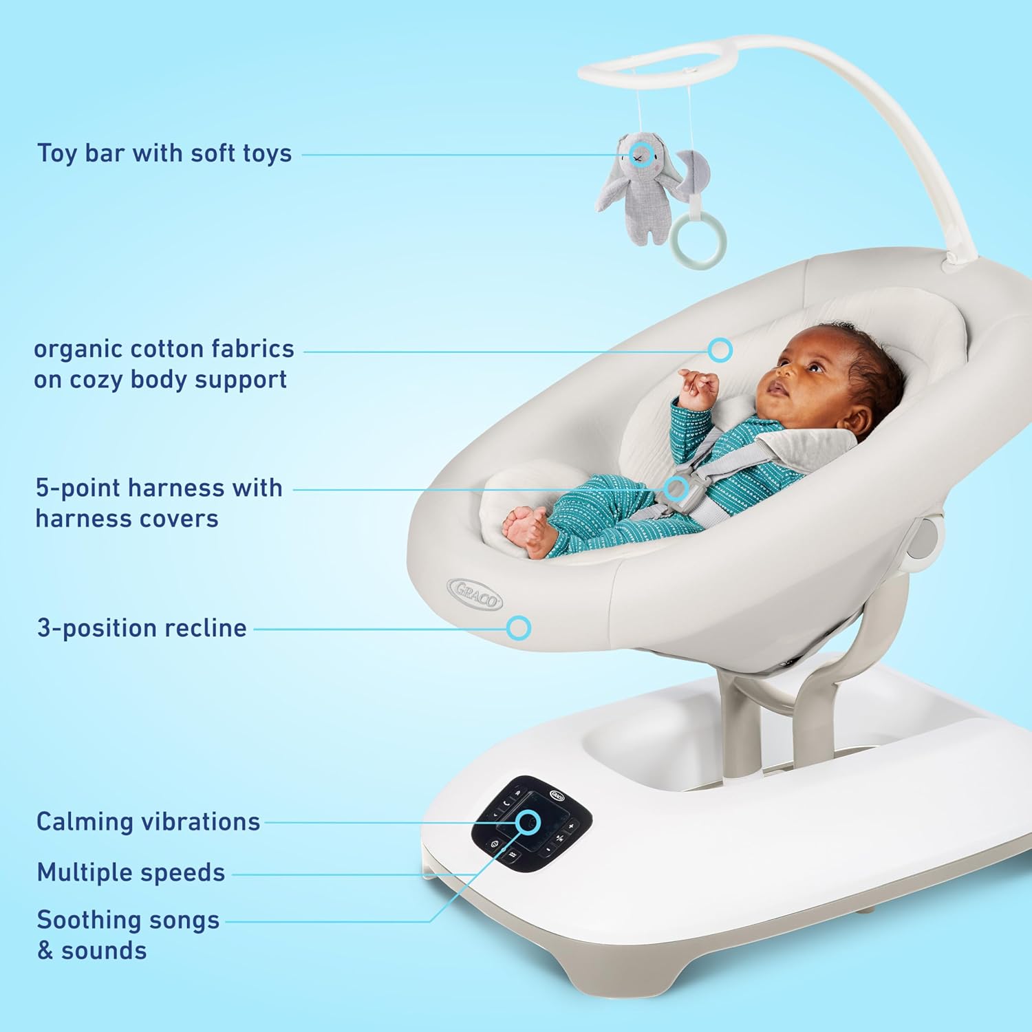 Graco SmartSense Baby Swing with Cry Detection Technology, Soothing Motions and Calming Vibrations, Comfortable Infant Support, Rori Graco SmartSense Baby Swing with Cry Detection Technology, Soothing Motions and Calming Vibrations, Comfortable Infant Support, Rori